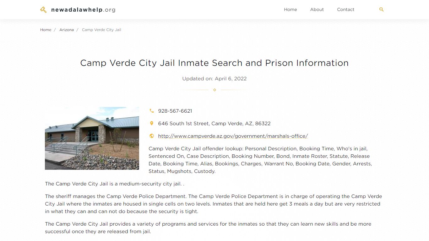 Camp Verde City Jail Inmate Search, Visitation, Phone no ...