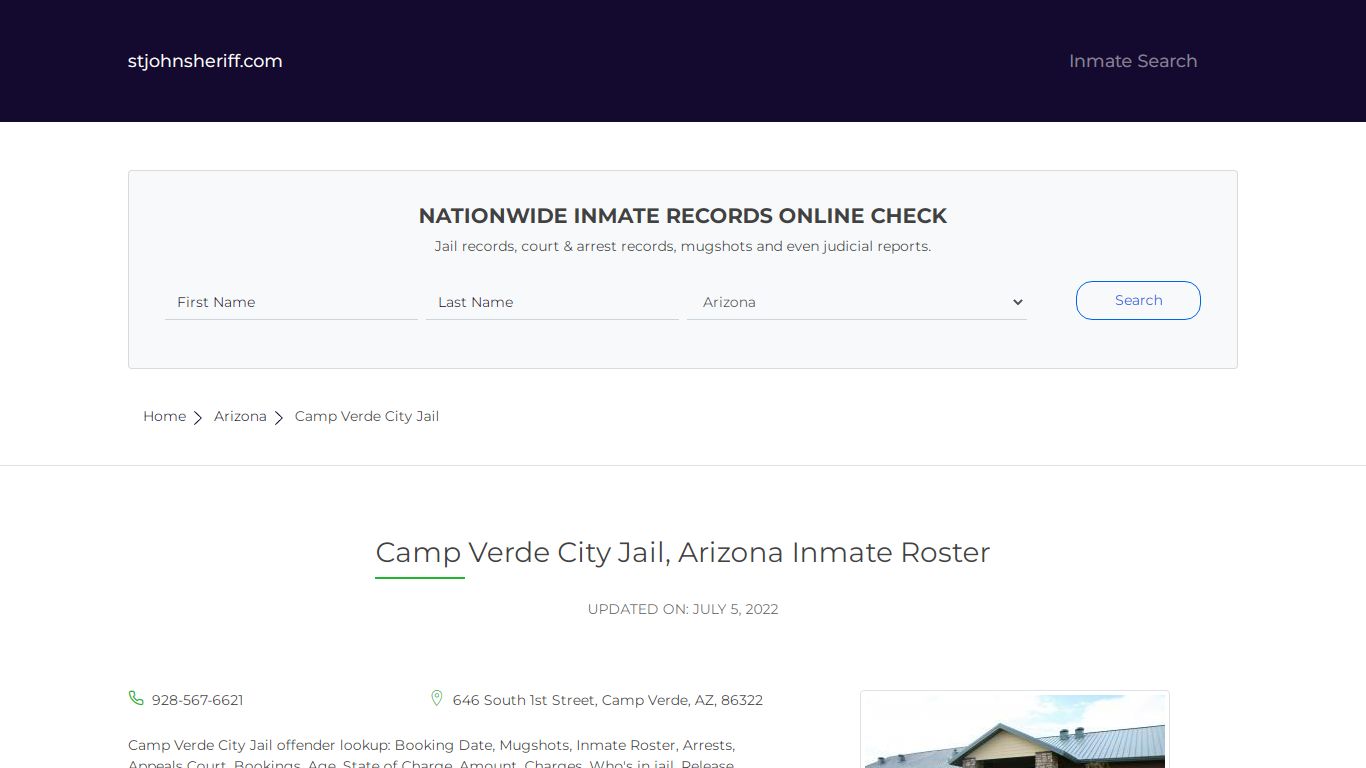 Camp Verde City Jail, Arizona Inmate Roster